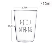 Load image into Gallery viewer, 1 pcs Lovely Glass Breakfast Cup Coffee Tea Milk Yogurt Mug Creative Good Morning Mug Gifts 450ml,Glass coffee mug travel cup
